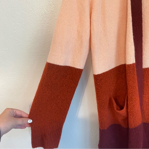 J. Crew Color Block Cardigan in Cream, Pink, and Brown super cozy! - Picture 3 of 4